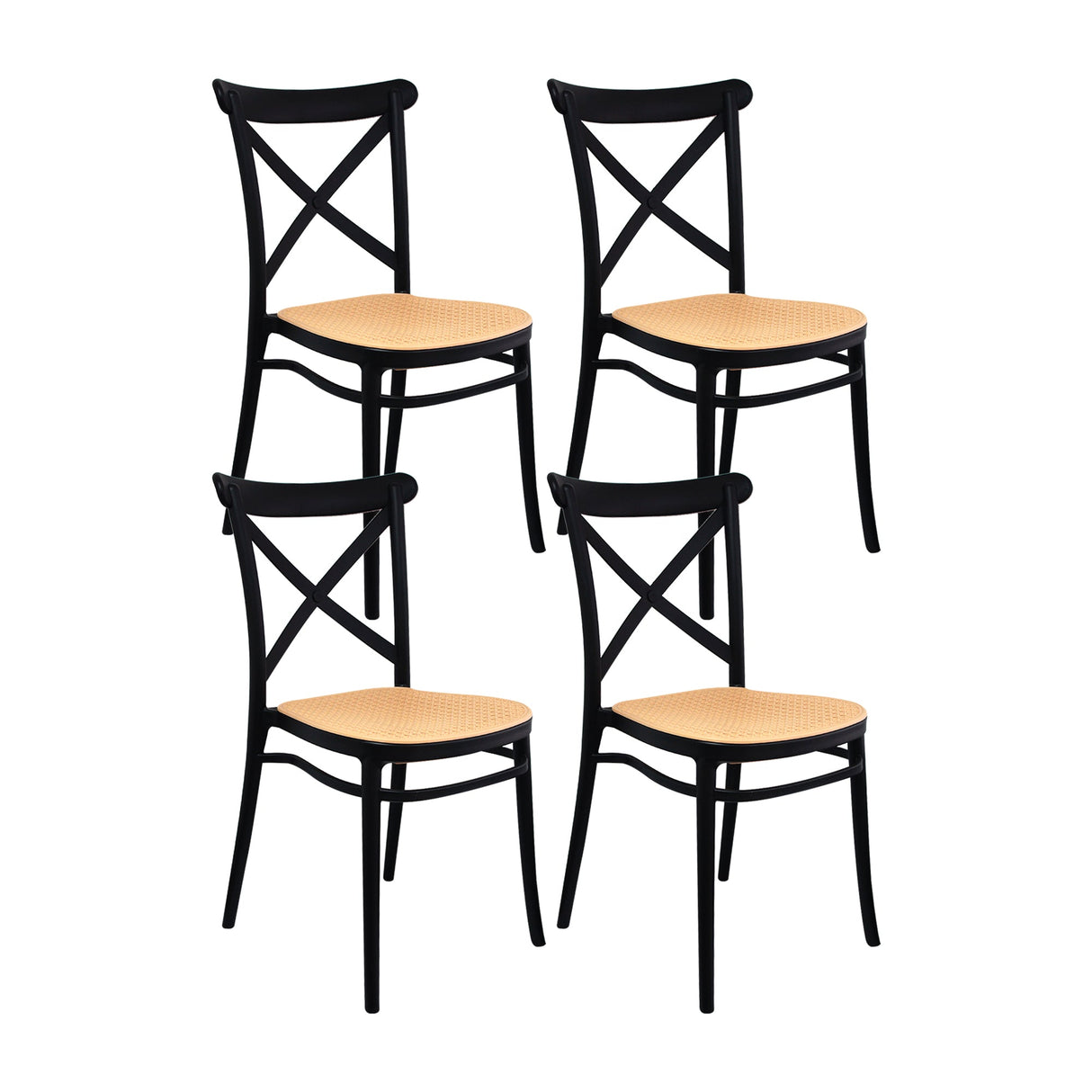 SET X 4 SILLAS PLATS NEGRA BOXBIT