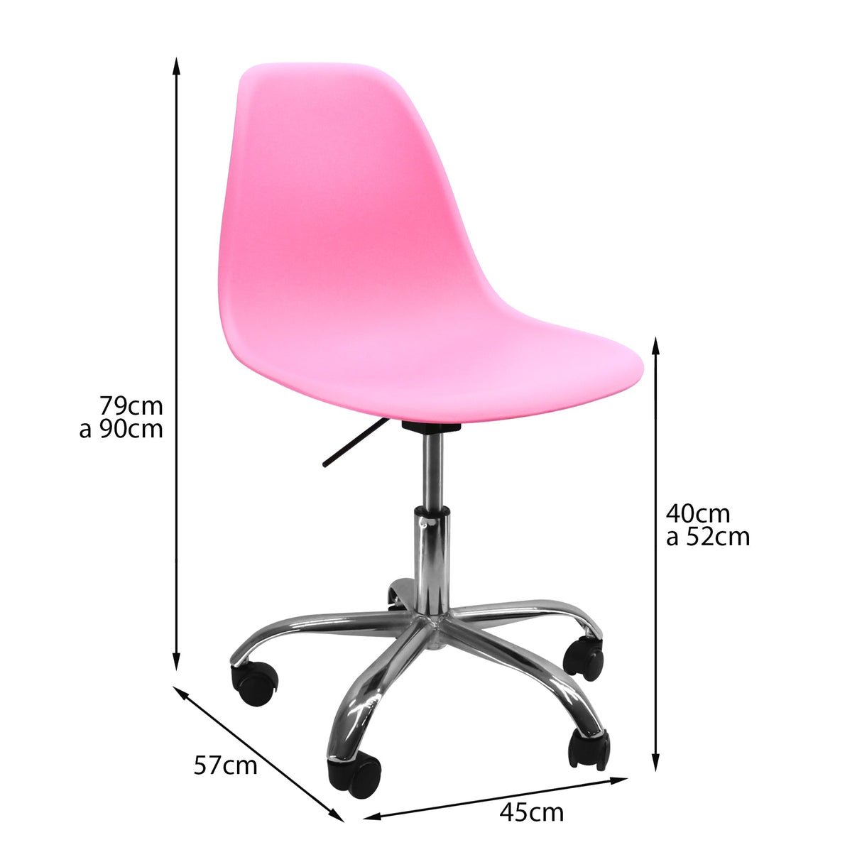 SILLA DKR CON RUEDAS TIPO EAMES ROSADA BOXBIT