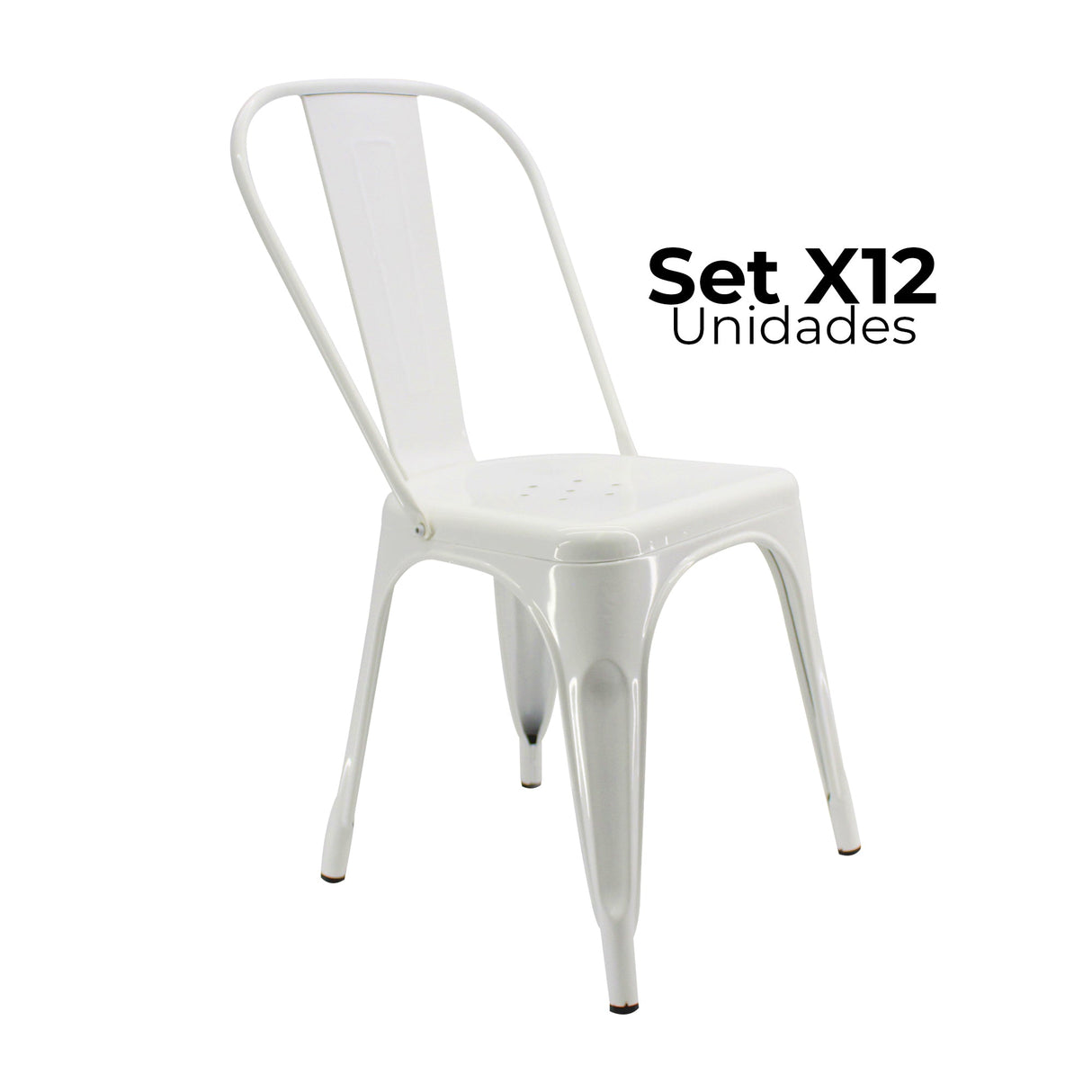 SET X 12 SILLAS TITAN TIPO TOLIX BLANCAS BOXBIT