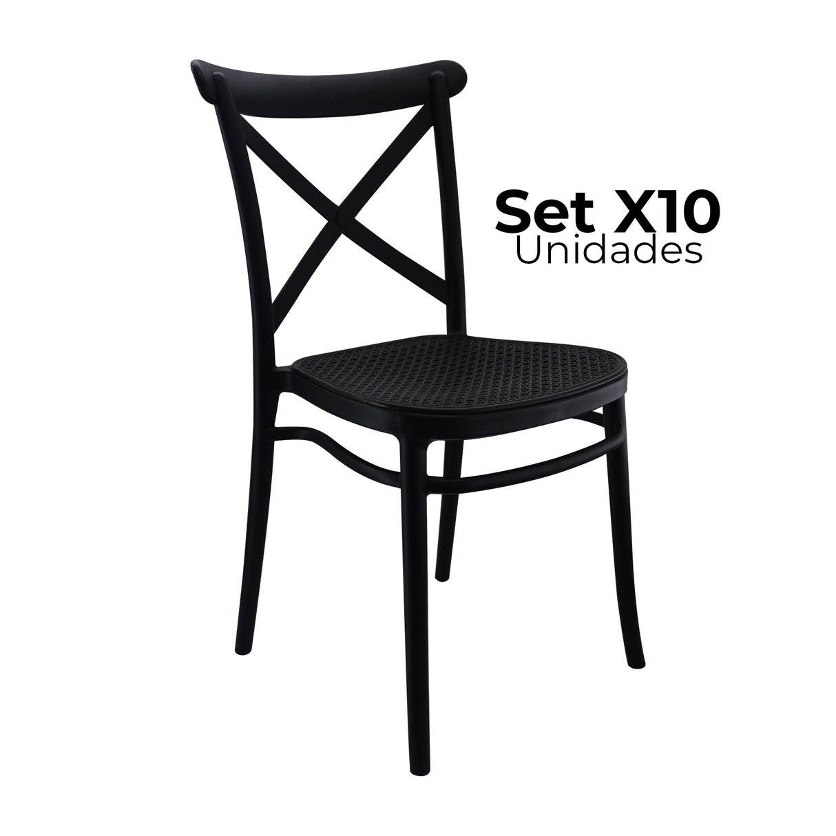 SET X 10 SILLAS PLATS NEGRAS COMPLETAS BOXBIT