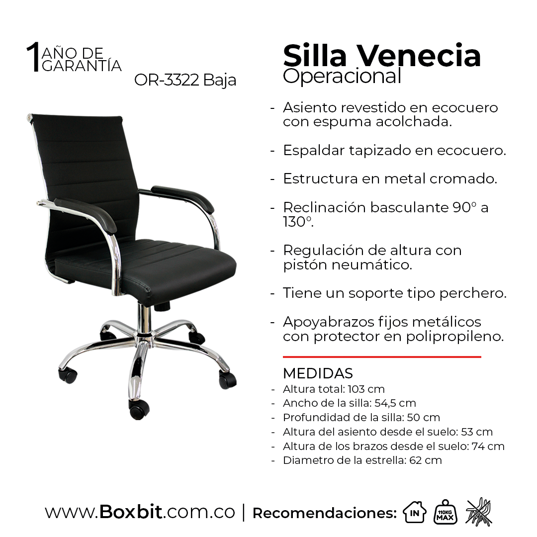 SILLA VENECIA OFICINA BAJA BOXBIT