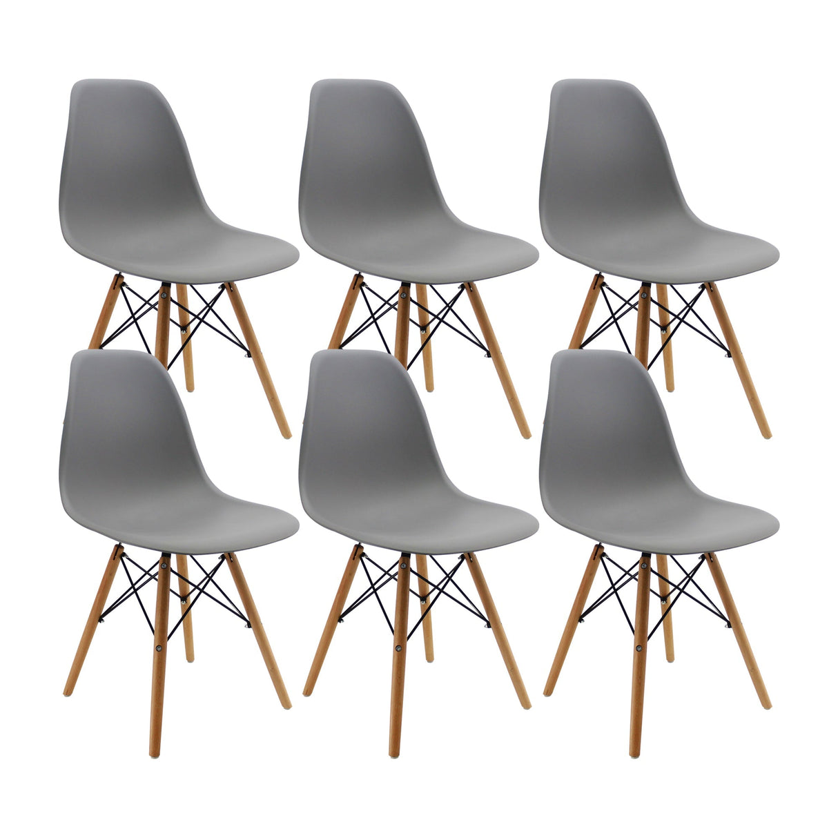 SET X 6 SILLAS DKR TIPO EAMES GRIS BOXBIT