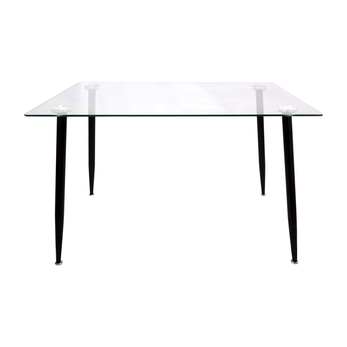 COMEDOR RECTANGULAR TAPA VIDRIO MÁS 4 SILLAS DKR TIPO EAMES BLANCAS