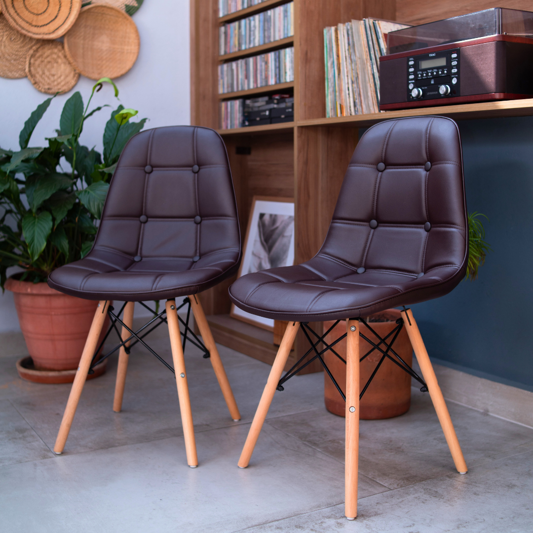 SILLA DKR BOTONES TIPO EAMES CAFÉ BOXBIT