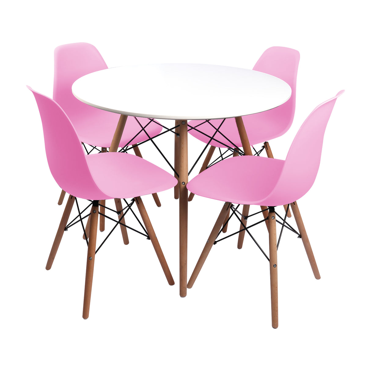 Comedor Redondo más 4 sillas DKR Tipo Eames BoxBit