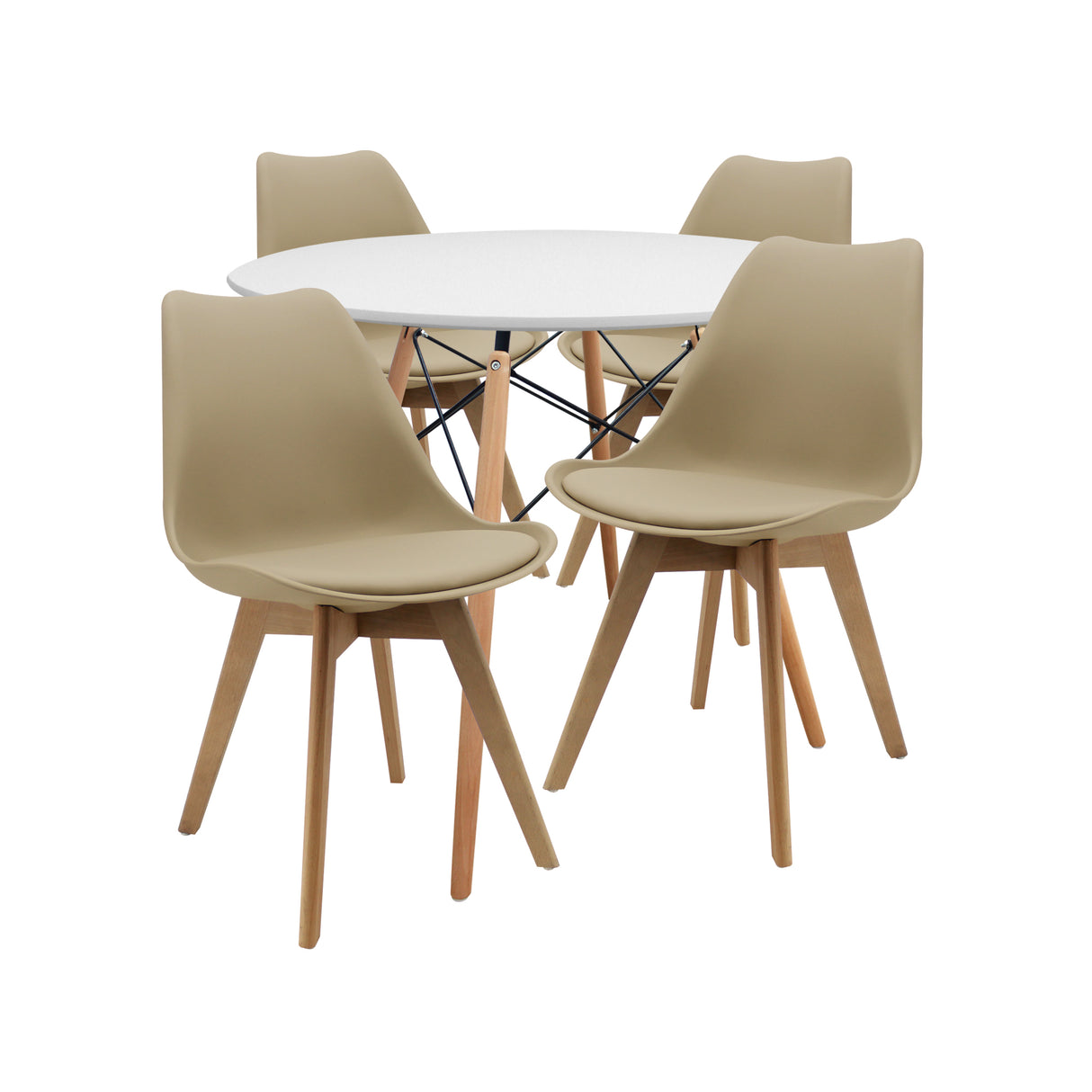 COMEDOR 4 PUESTOS RENDONDO BLANCO/JOLY