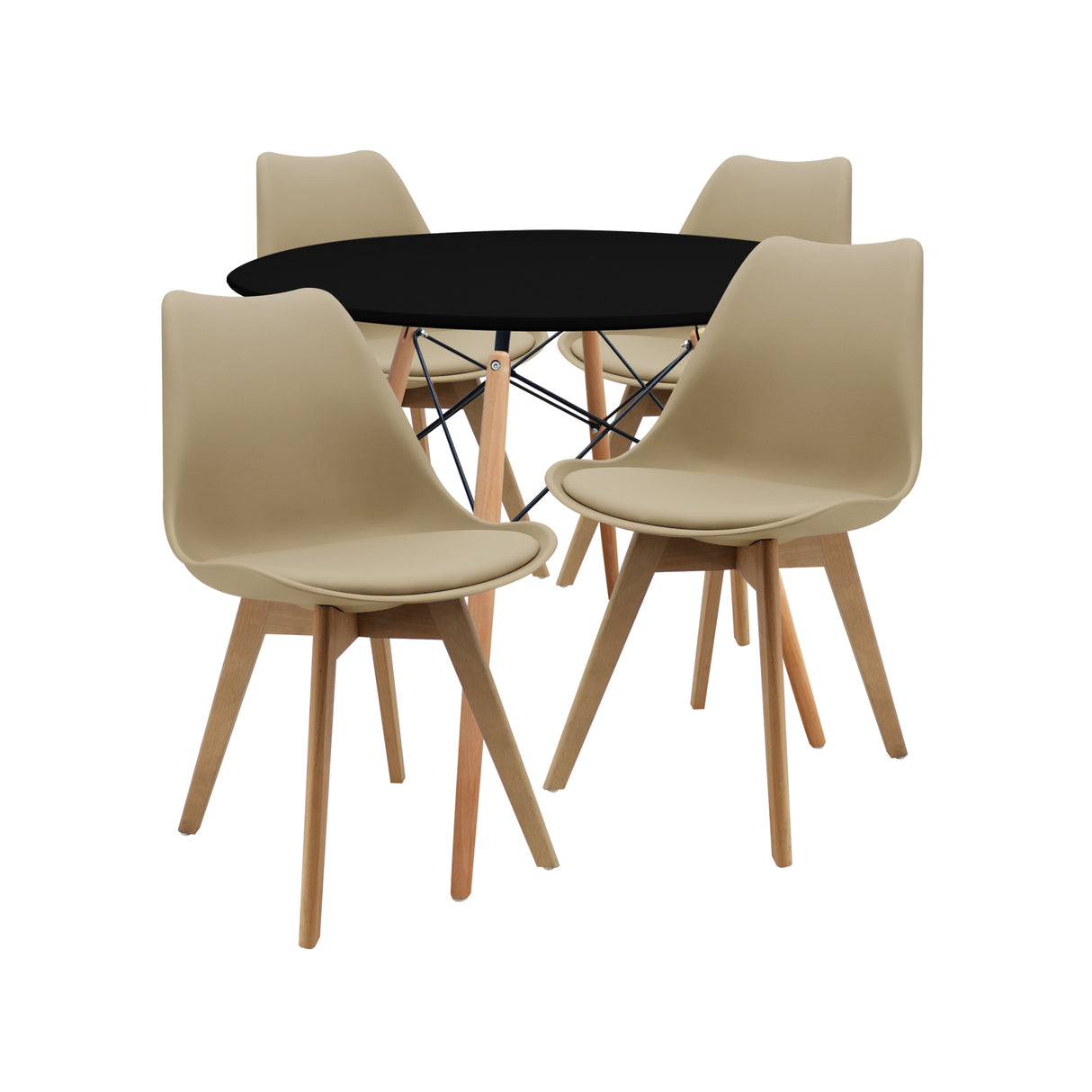 COMEDOR 4 PUESTOS RENDONDO NEGRO/JOLY