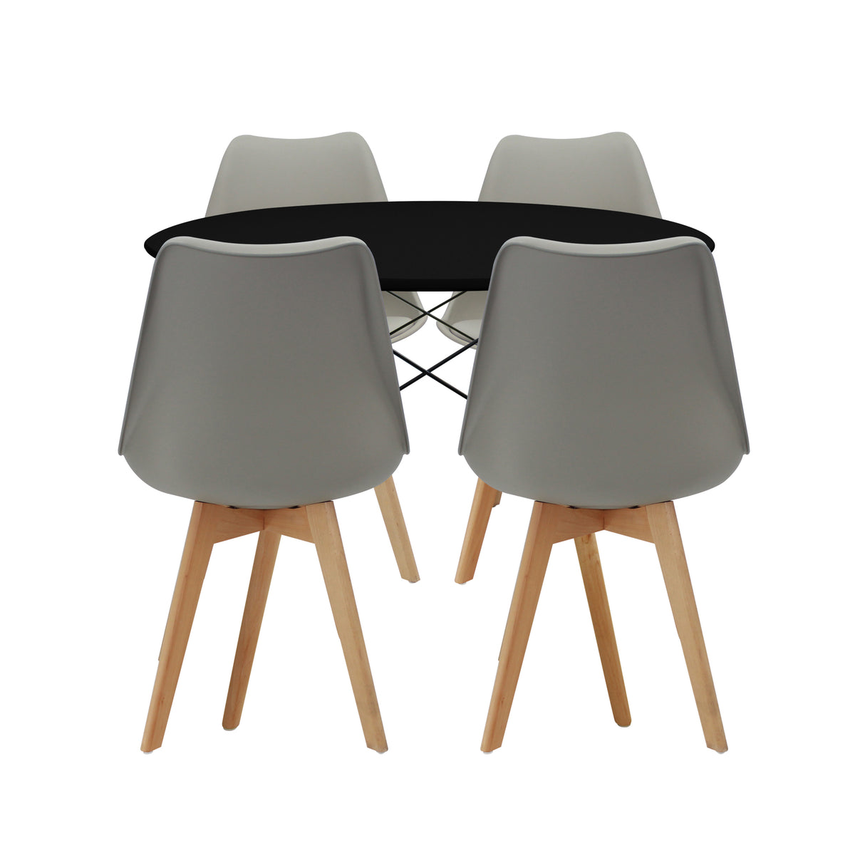 COMEDOR 4 PUESTOS RENDONDO NEGRO/JOLY