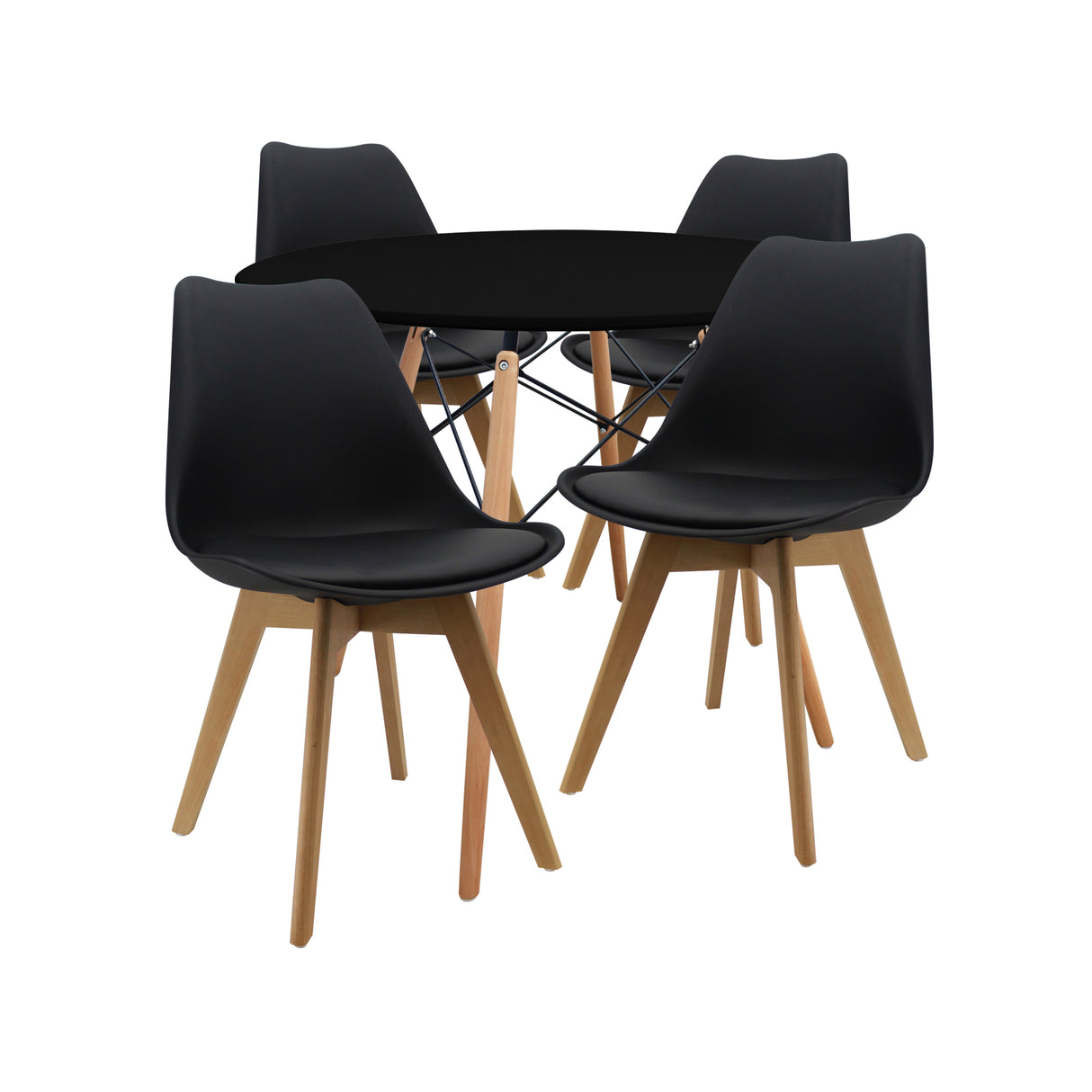 COMEDOR 4 PUESTOS RENDONDO NEGRO/JOLY