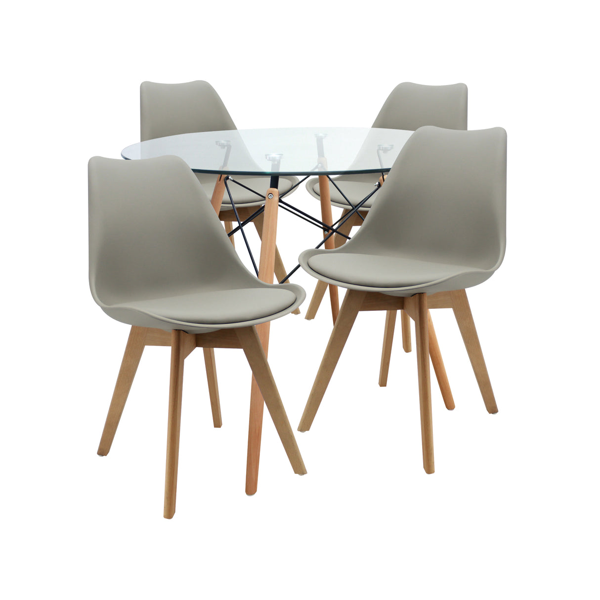 COMEDOR 4 PUESTOS RENDONDO CRISTAL/JOLY