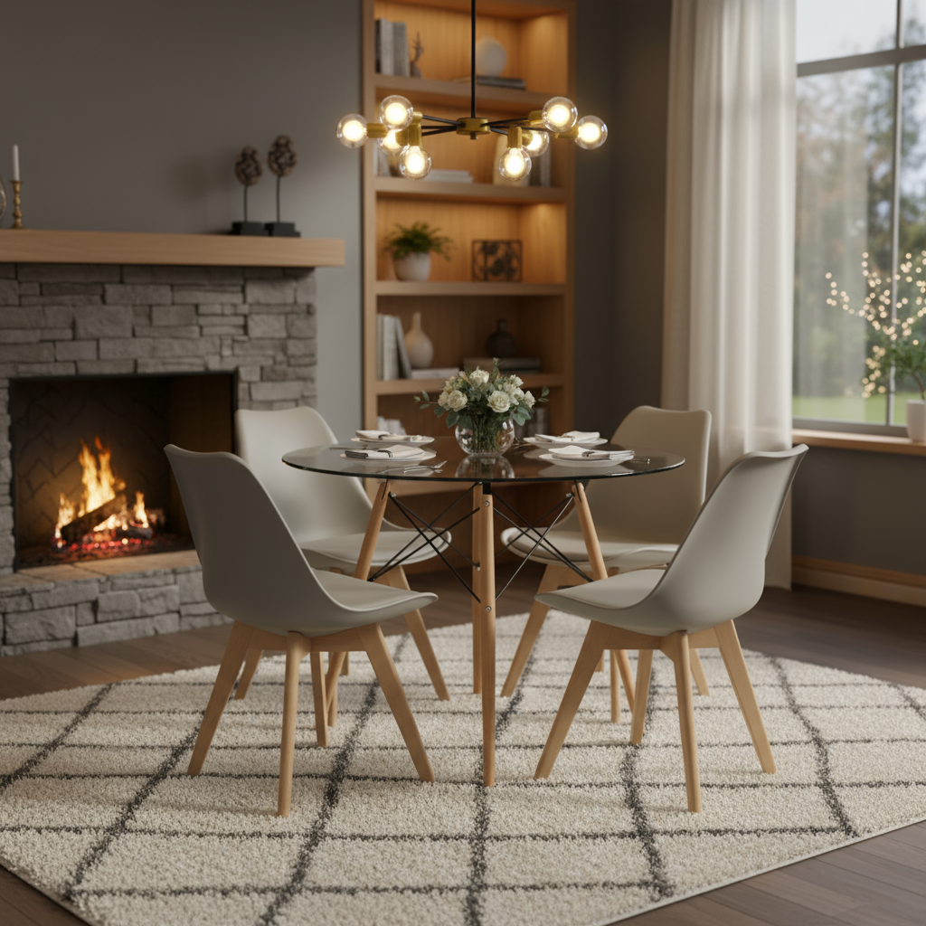 COMEDOR 4 PUESTOS RENDONDO CRISTAL/JOLY