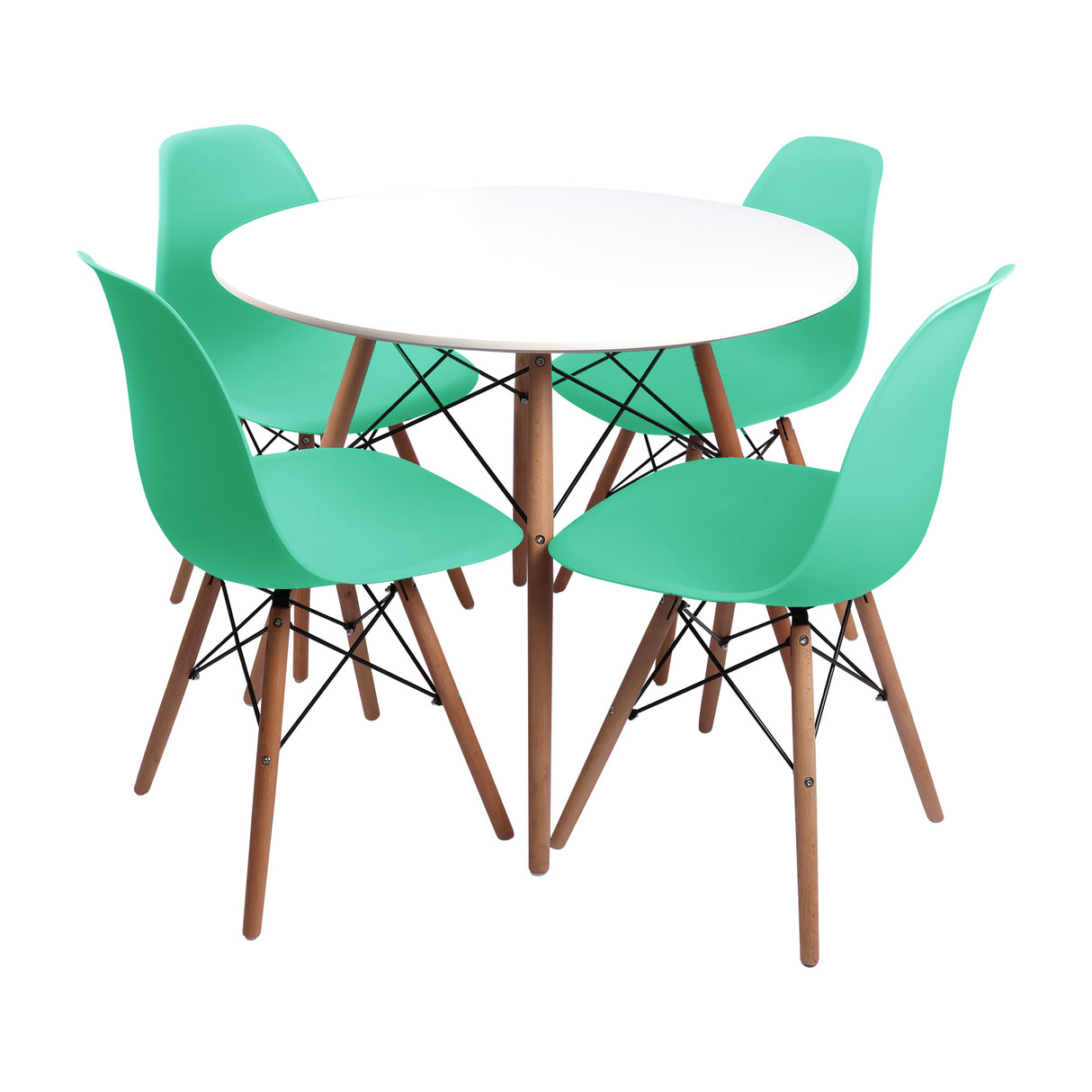 Comedor Redondo más 4 sillas DKR Tipo Eames BoxBit