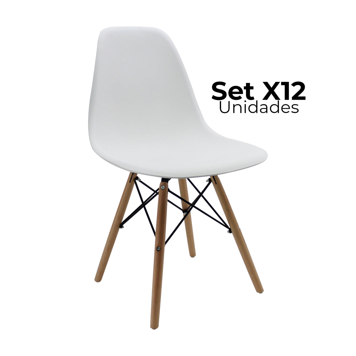 SET X 12 SILLAS DKR TIPO EAMES BLANCAS BOXBIT