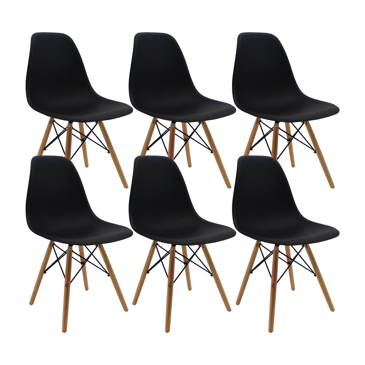 SET X 6 SILLAS DKR TIPO EAMES NEGRAS BOXBIT