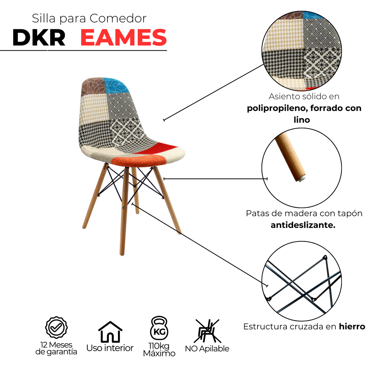 SILLA DKR TIPO EAMES PATCHWORK BOXBIT