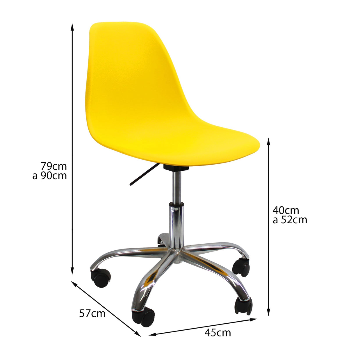SILLA DKR CON RUEDAS TIPO EAMES AMARILLA BOXBIT