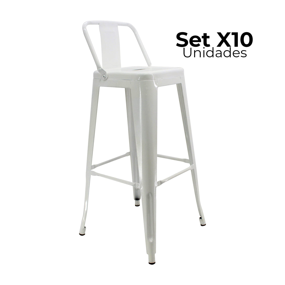 SET X 10 BUTACOS BAR ALTOS TITAN TIPO TOLIX BLANCOS BOXBIT