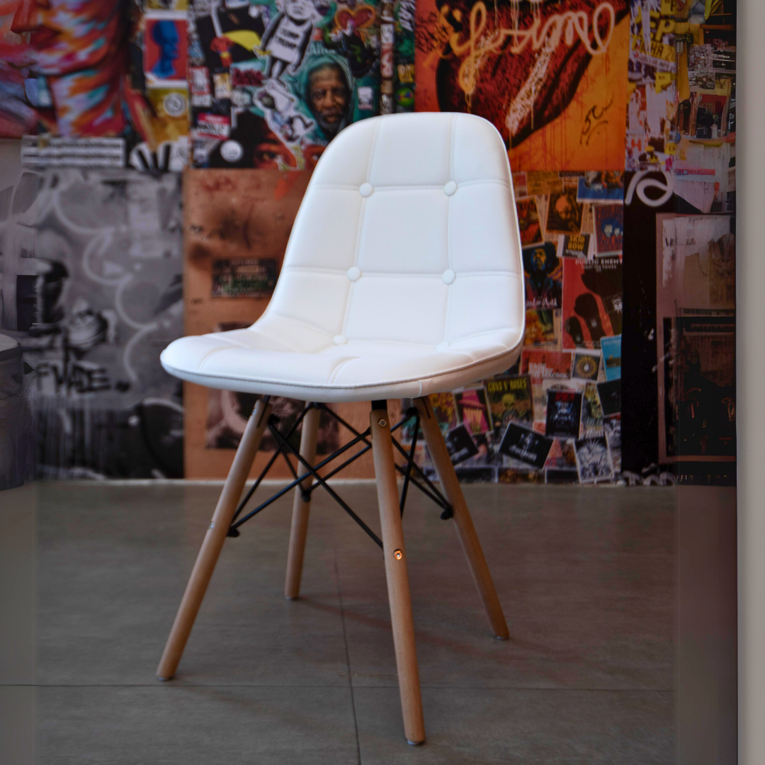 SILLA DKR BOTONES TIPO EAMES BLANCA BOXBIT