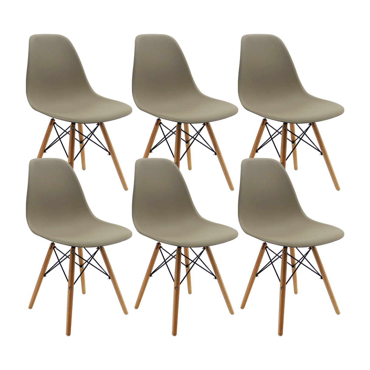 SET X 6 SILLAS DKR TIPO EAMES BEIGE BOXBIT