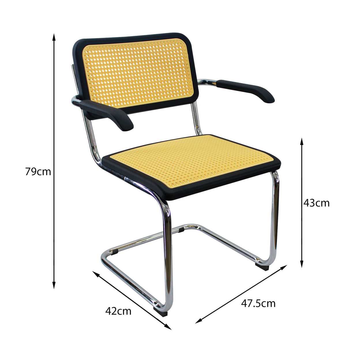 SILLA CESCA CON BRAZOS NEGRA BOXBIT