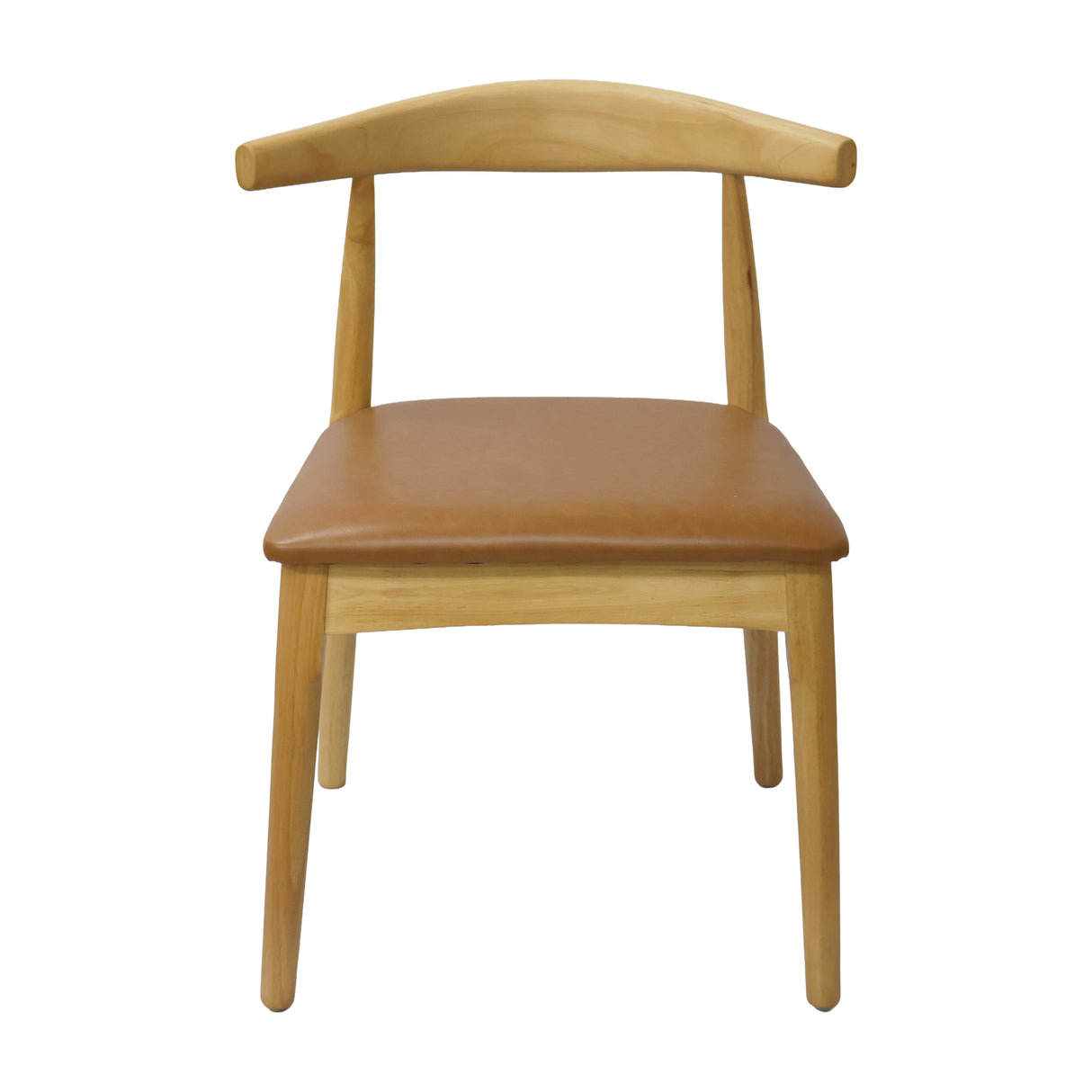 Silla Amapola de Madera Natural con Asiento Tapizado en Ecocuero Café