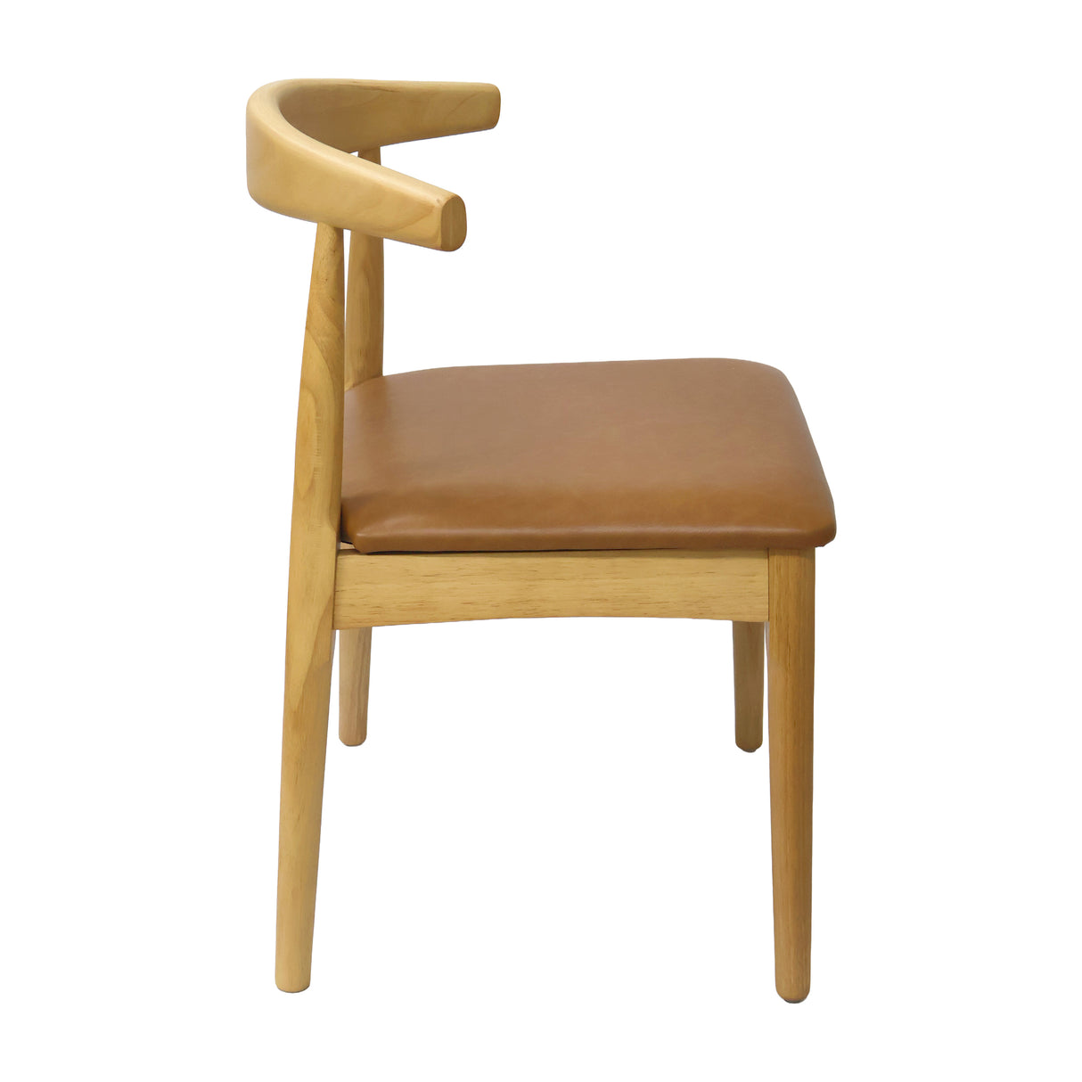 Set X4 Sillas Amapola de Madera Natural con Asiento Tapizado en Ecocuero Café