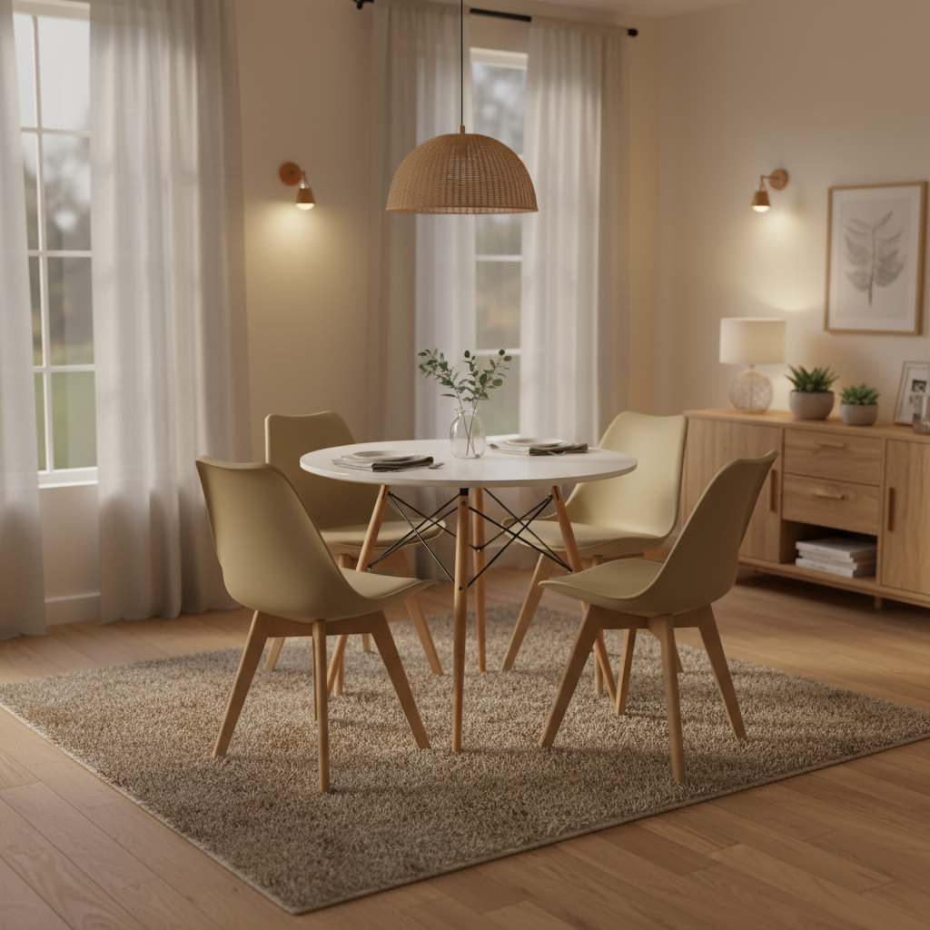 COMEDOR 4 PUESTOS RENDONDO BLANCO/JOLY