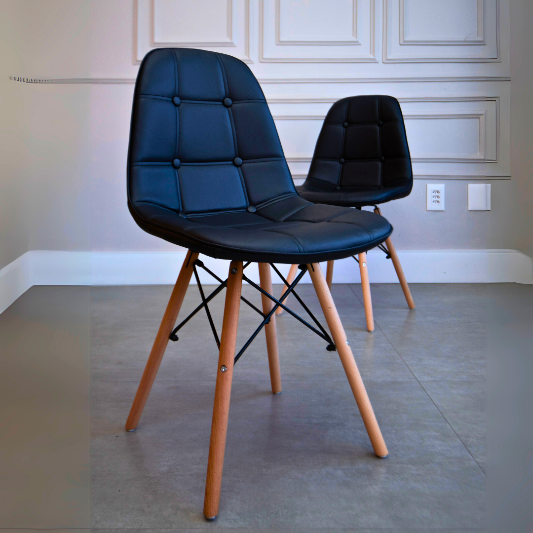 SILLA DKR BOTONES TIPO EAMES NEGRA BOXBIT