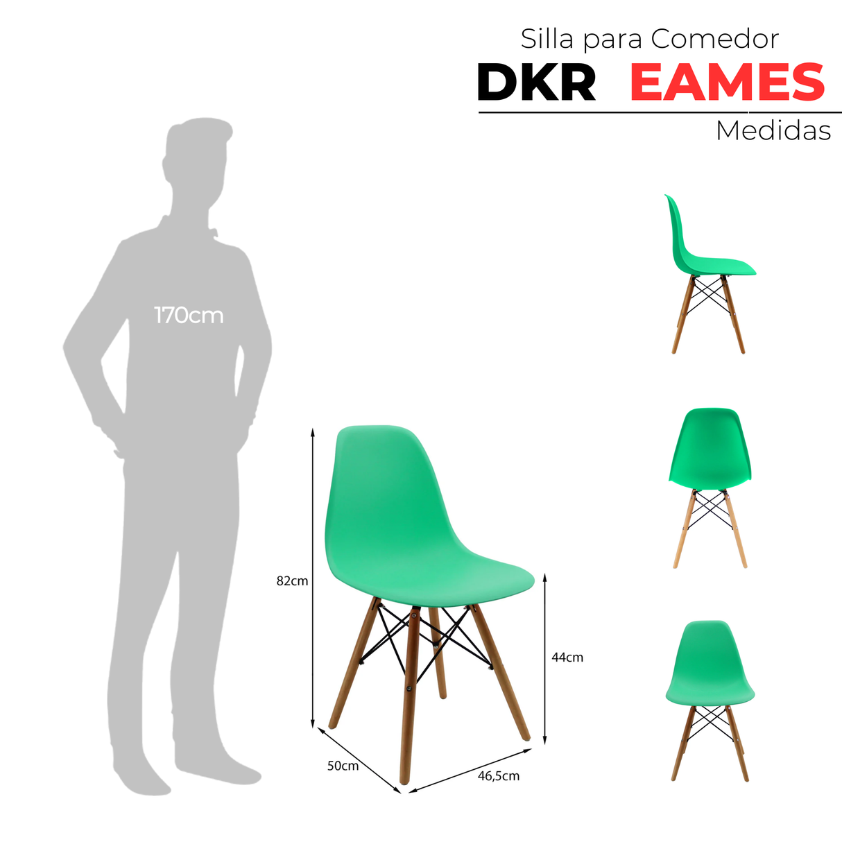 SET X 4 SILLAS DKR TIPO EAMES VERDE MENTA BOXBIT