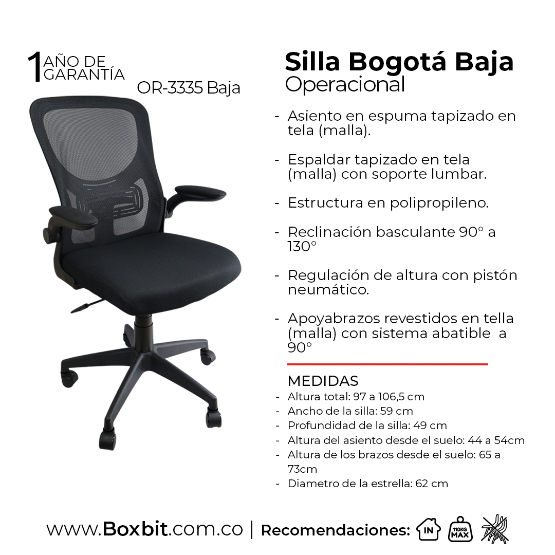 SILLA DE OFICINA BOGOTA BAJA
