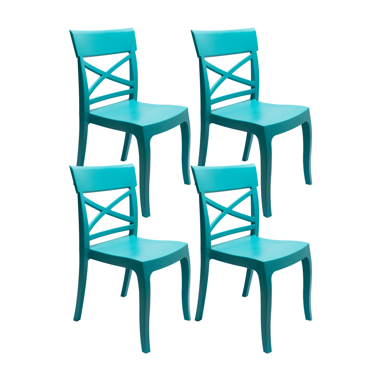 Set de 4 Sillas Exterior Florencia Sin Brazos - Turquesa