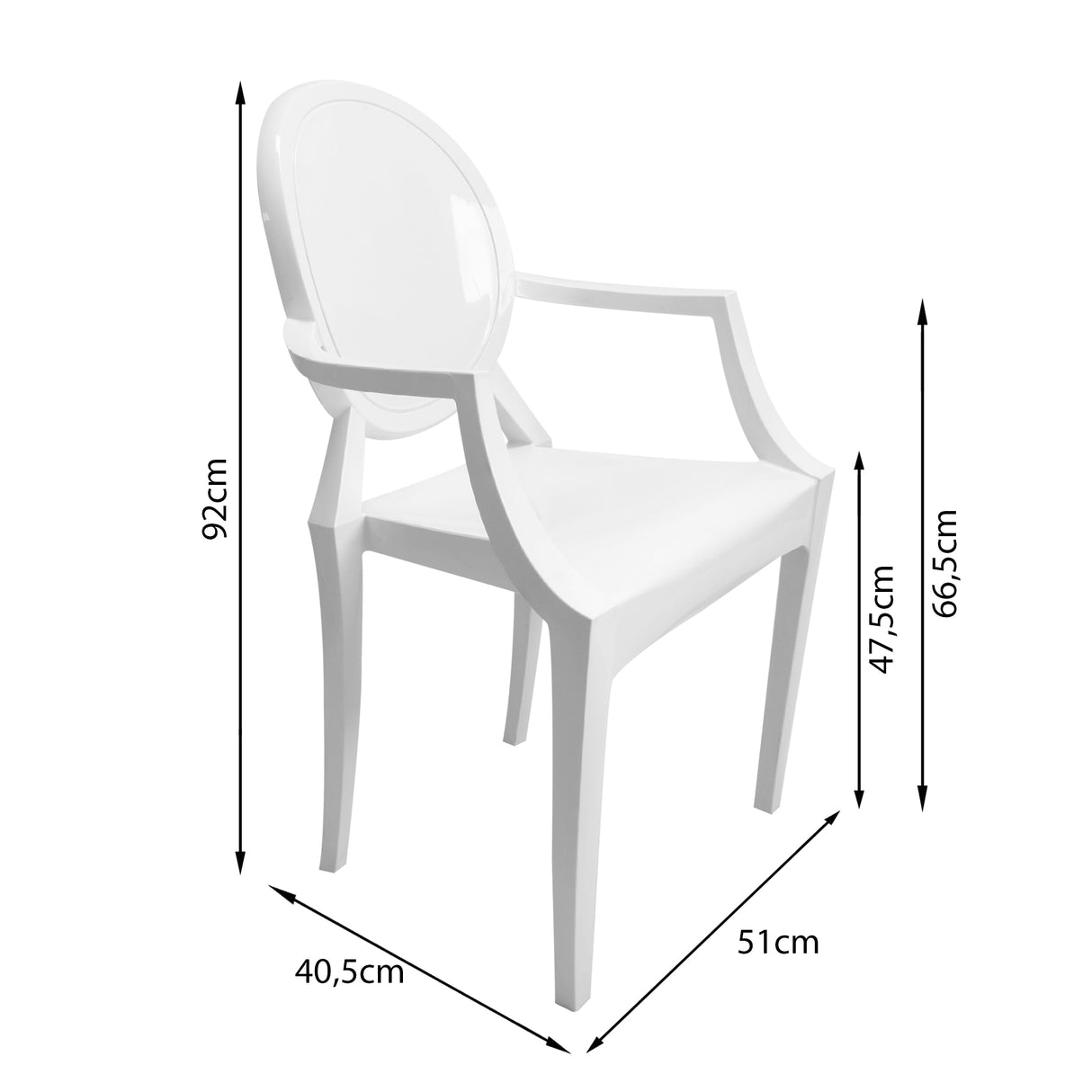SET X 4 SILLAS EXTERIOR GHOSTE CON BRAZOS BLANCA