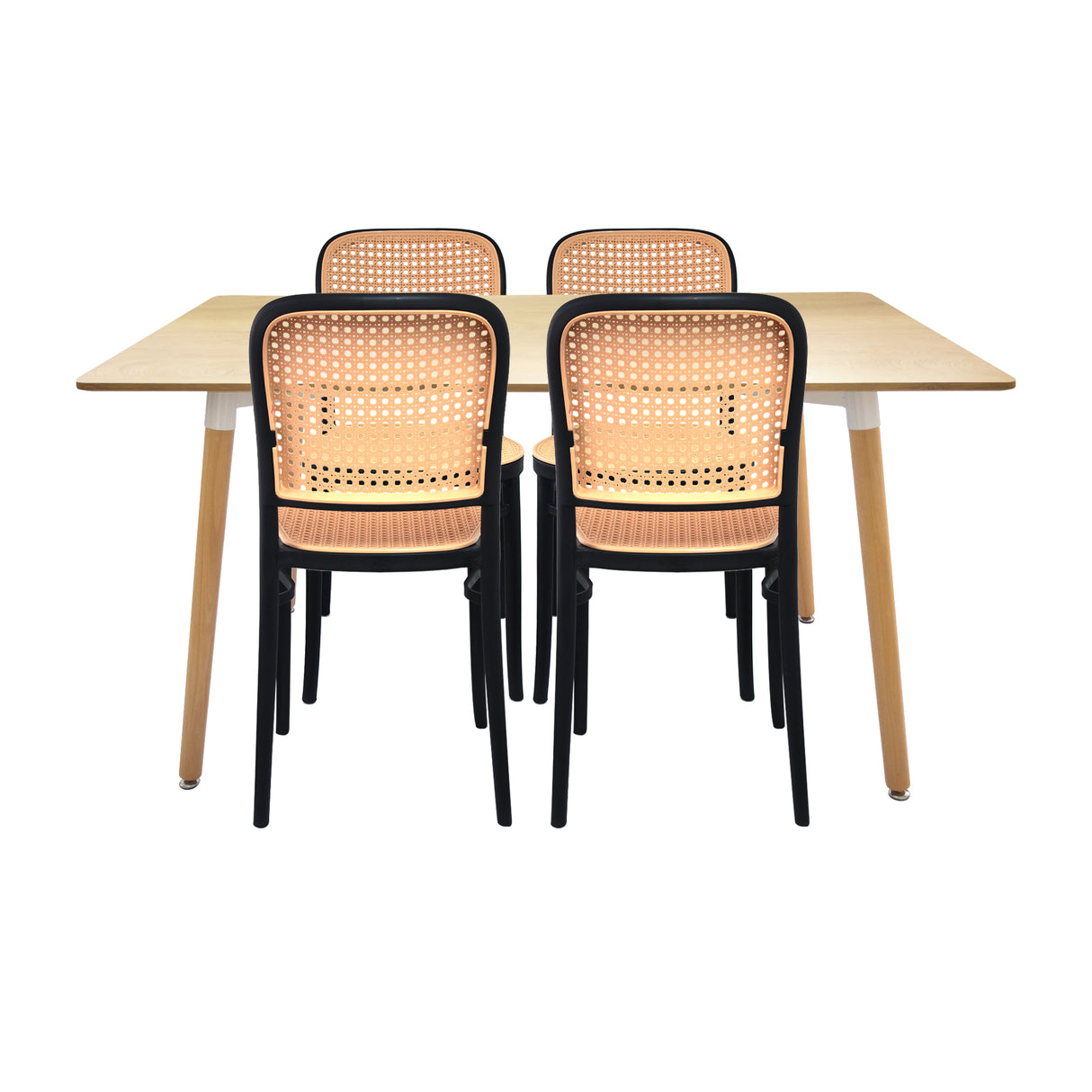 COMEDOR RECTANGULAR BRAVUS MÁS 4 SILLAS AMIS NEGRAS