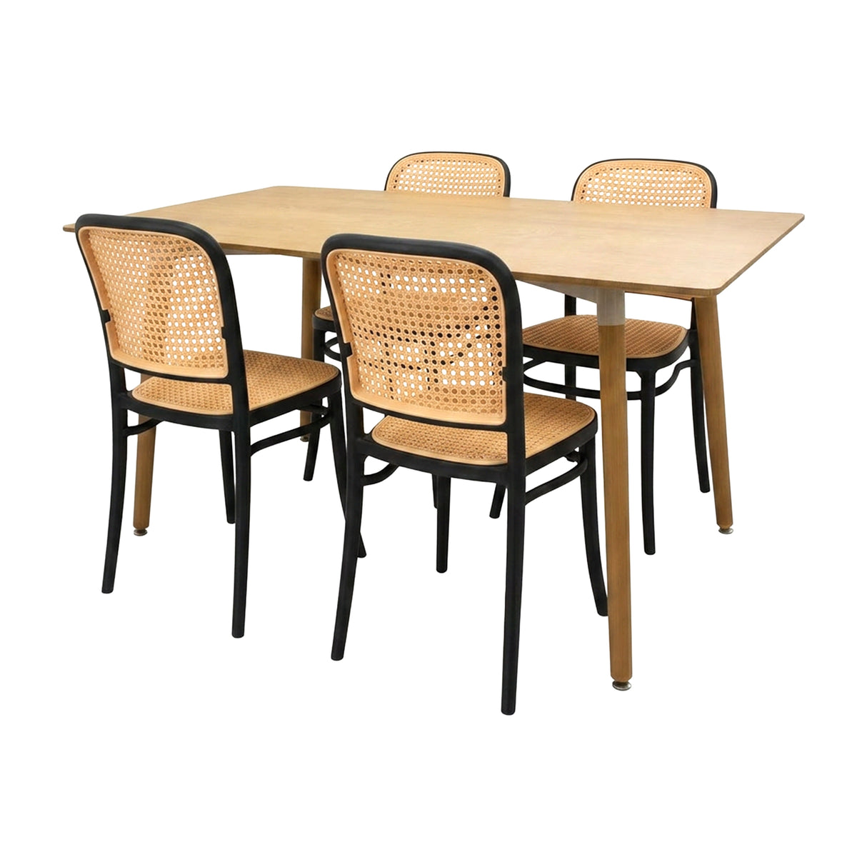 COMEDOR RECTANGULAR BRAVUS MÁS 4 SILLAS AMIS NEGRAS