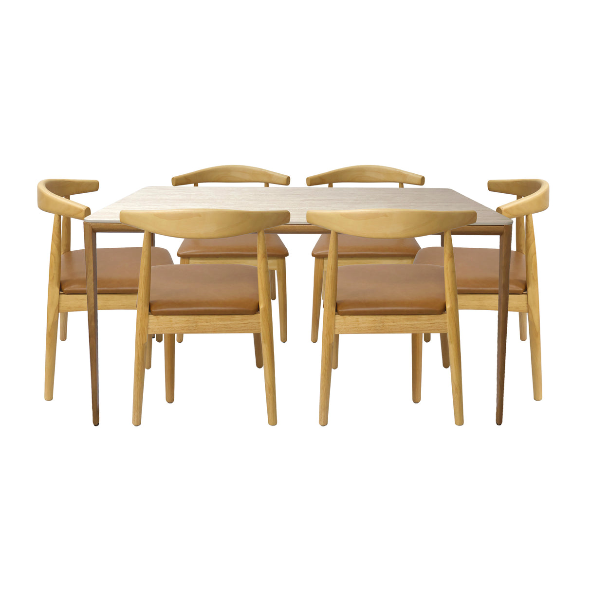 Comedor Lyra con 6 Sillas Amapola | Mesa de Cerámica y Sillas Tapizadas