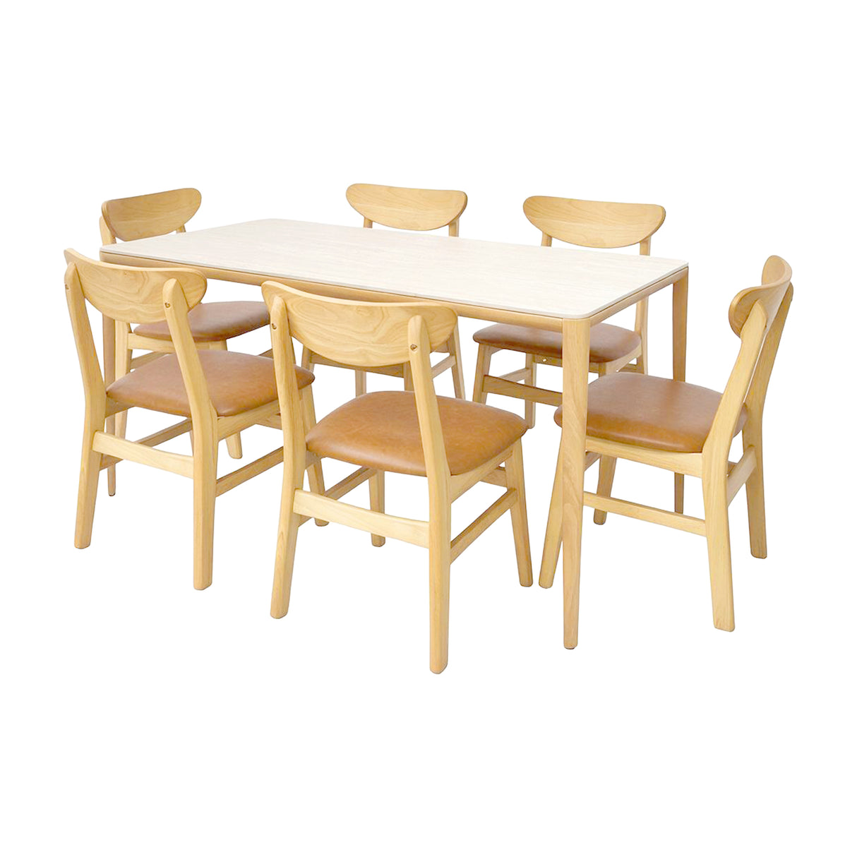Comedor Lyra con 6 Sillas Orquídea | Mesa de Cerámica y Sillas de Madera de Arce