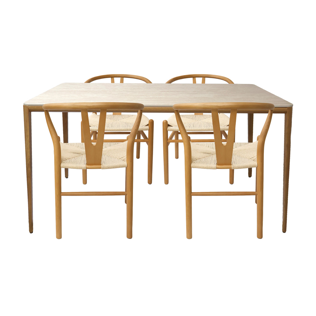 Comedor Lyra con 4 Sillas Loto | Mesa de Cerámica y Sillas de Madera de Arce