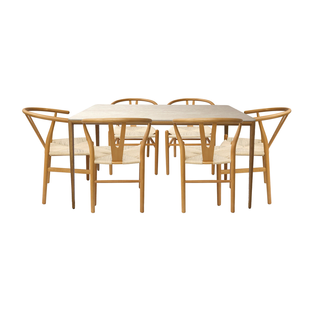 Comedor Lyra con 6 Sillas Loto | Mesa de Cerámica y Sillas de Madera de Arce