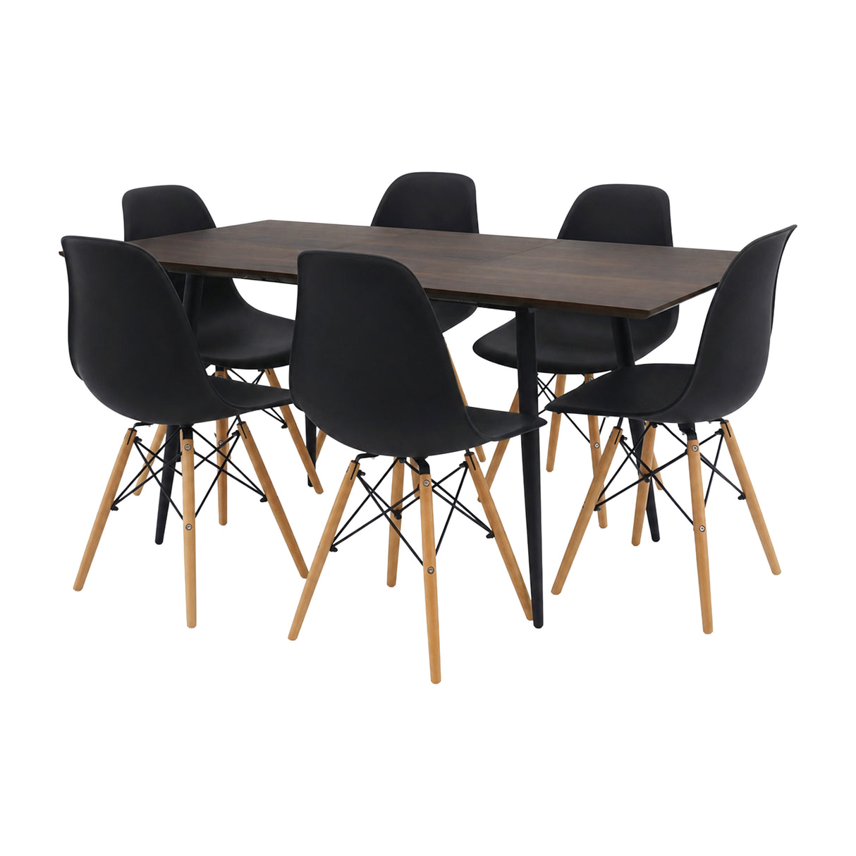 Comedor Nova con 6 Sillas DKR Tipo Eames | Mesa Extensible y Sillas Modernas