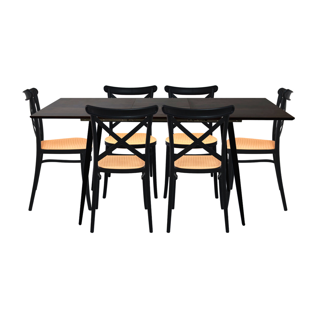 Comedor Nova con 6 Sillas Plats | Mesa Extensible y Sillas Tipo Ratán