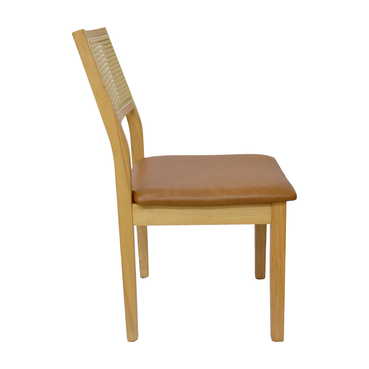 Set X4 Sillas Dalia en Madera de Arce con Respaldo en Ratán y Asiento en Ecocuero
