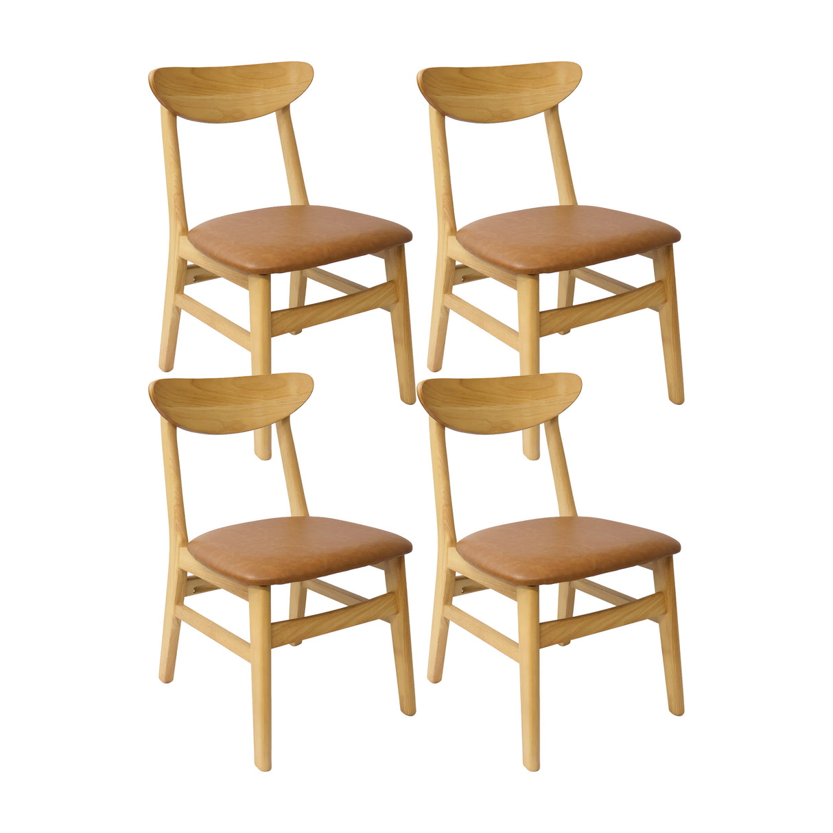 Set X4 Sillas Orquídea en Madera con Asiento Tapizado en Ecocuero