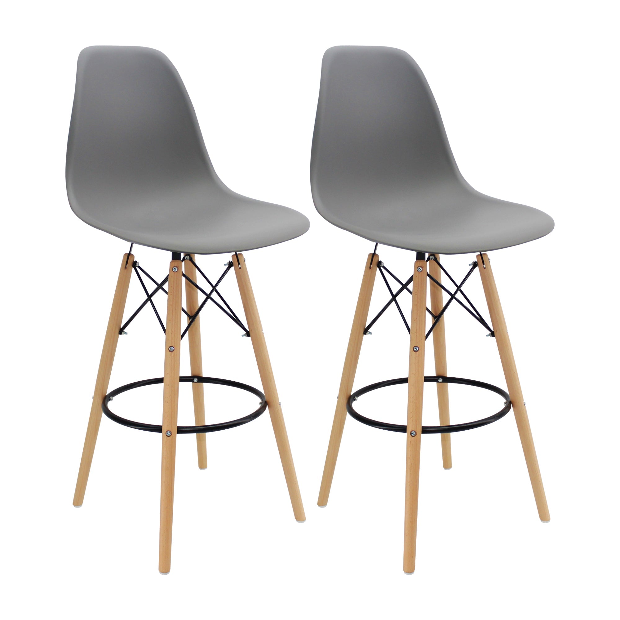 SET X 2 BUTACOS DKR BAR TIPO EAMES GRIS BOXBIT