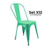 SET X 12 SILLAS TITAN TIPO TOLIX VERDE MENTA BOXBIT