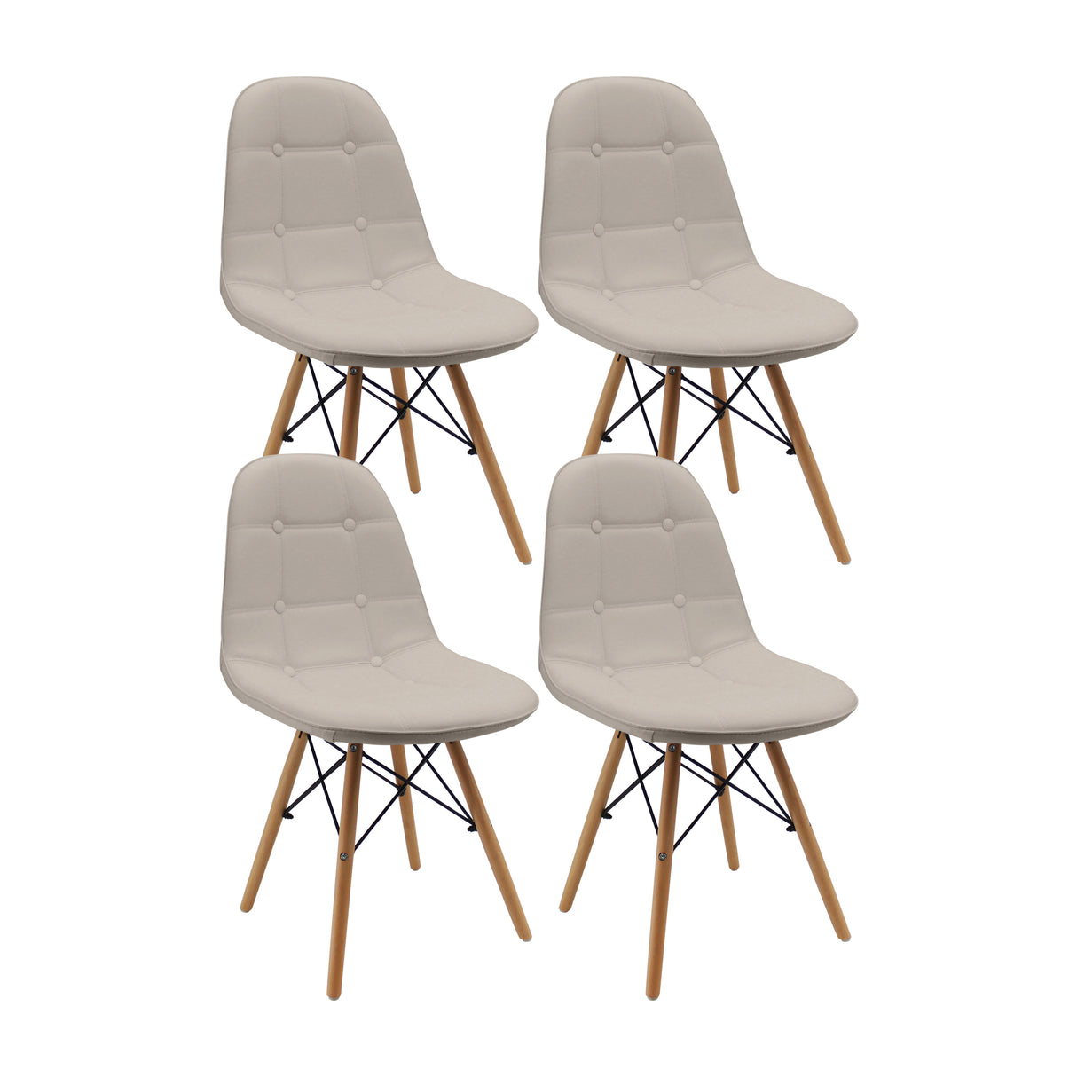 SET X 4 SILLAS DKR BOTONES BEIGE BOXBIT
