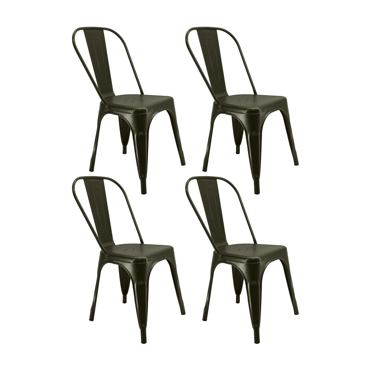 Set x 4 Sillas TITAN Tipo Tolix VERDE MILITAR BoxBit