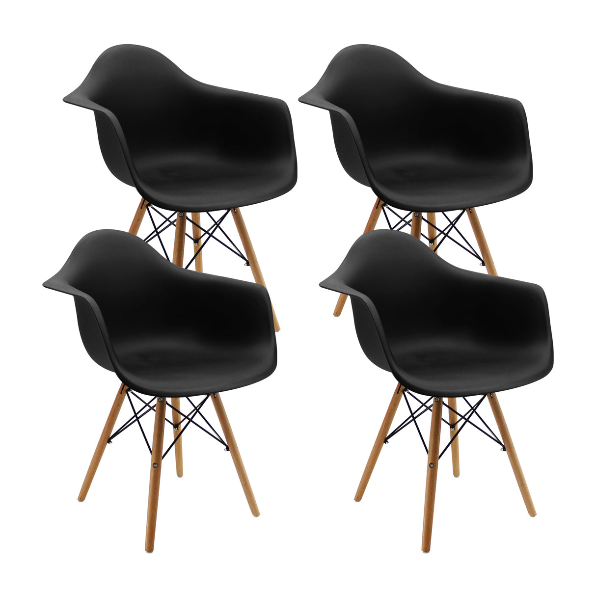 Set x 4 Sillas DKR Con Brazos Negras BoxBit