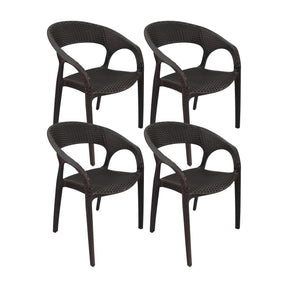 Set x4 Sillas Exterior Ratán Curve Café — Boxbit