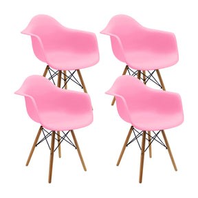 Set x4 Sillas DKR con Brazos Rosada