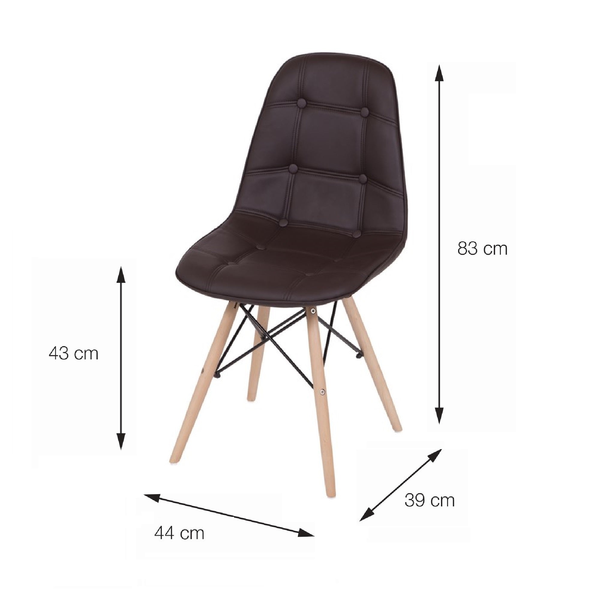 SILLA DKR BOTONES TIPO EAMES CAFÉ BOXBIT